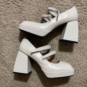 White Mary Jane heels
